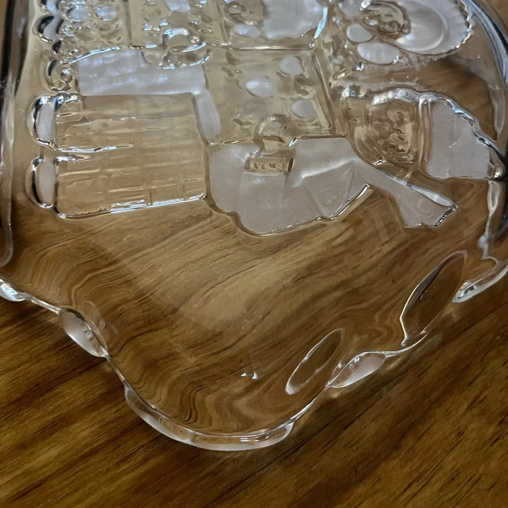 Vintage Mikasa Carolers Candy‎ Dish/ Nuts Frosted Glass (8in by 6in)